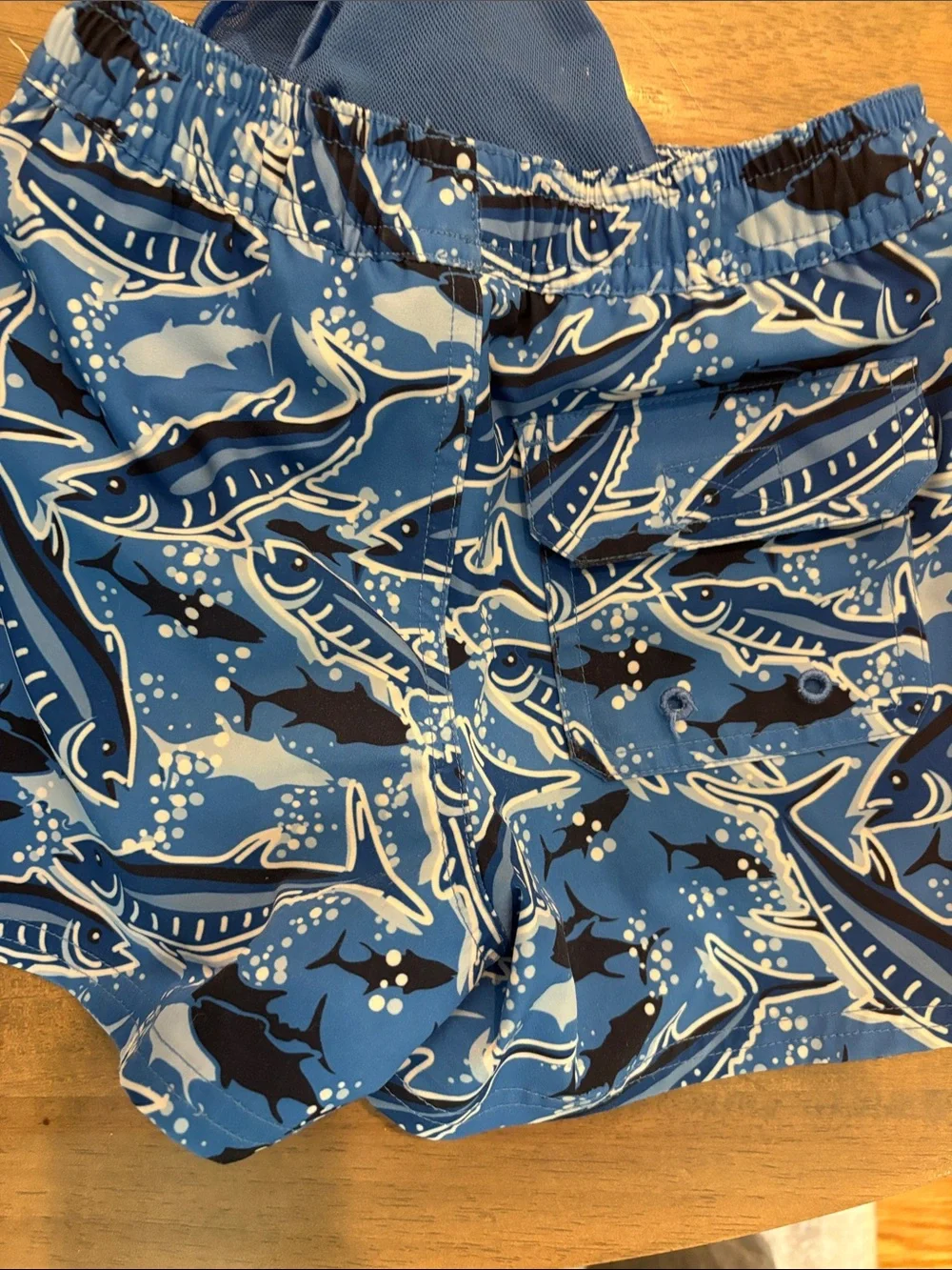 Vineyard Vines Blue Shark Pattern Boys Swim Trunks